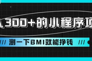 日入300 的小程序项目，测一下BMI就能挣钱