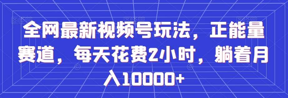 全网最新视频号玩法，正能量赛道，每天花费2小时，躺着月入10000 【揭秘】