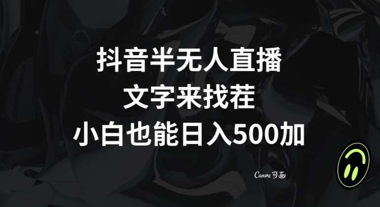 抖音半无人直播，文字来找茬小游戏，每天收益500 【揭秘】