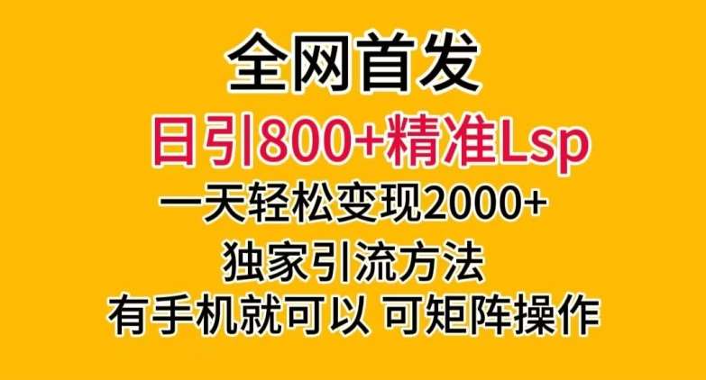 全网首发！日引800 精准老色批，一天变现2000 ，独家引流方法，可矩阵操作【揭秘】