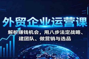 外贸企业运营课：解析赚钱机会，用八步法定战略、建团队、做营销与选品