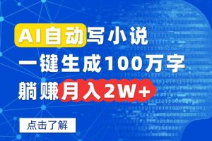 （15912期）AI自动写小说，一键生成100万字，躺赚月入2W+