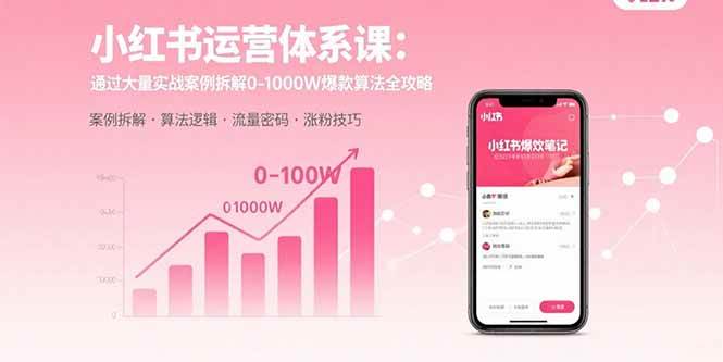 (15792期)小红书运营体系课:通过大量实战案例拆解0-1000W爆款算法全攻略
