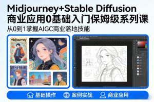 AIGC商业应用Midjourney+Stable Diffusion教程，0基础入门保姆级系列课