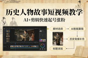 历史人物故事短视频教学，AI+剪辑制作历史人物题材短视频，快速起号涨粉
