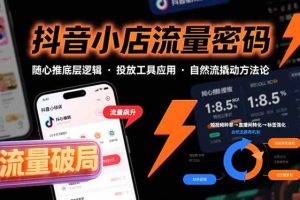 （15680期）抖音小店流量密码，随心推底层逻辑，投放工具应用，自然流撬动核心方法论
