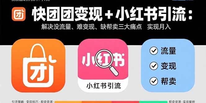 (15877期)快团团变现+小红书引流:解决没流量、难变现、缺帮卖三大痛点 实现月入3w+
