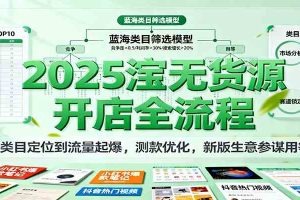 2025淘宝无货源开店全流程，从类目定位到流量起爆，测款优化，新版生意参谋用等