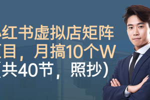 小红书虚拟店矩阵项目，月搞10W（共40节，照抄照做）