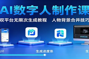 AI数字人制作课：双平台无限次生成教程，人物背景合并技巧