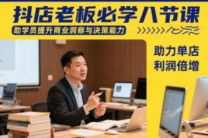 抖店老板必学八节课，助学员提升商业洞察与决策能力，助力单店利润倍增