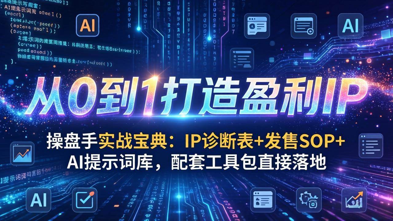 (17593期)操盘手实战宝典:IP诊断表+发售SOP+AI提示词库,配套工具包直接落地,从0到1打造盈利IP