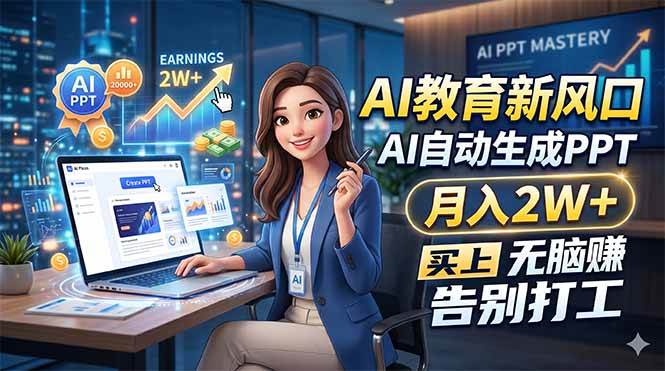 (18330期)AI教育新风口,AI自动生成PPT,月入2W+,无脑赚,告别打工 (18330期)AI教育新风口,AI自动生成PPT,月入2W+,无脑赚,告别打工