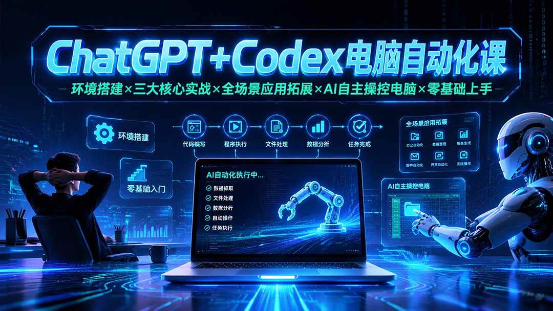 (19583期)ChatGPT+Codex电脑自动化课:环境搭建×三大核心实战×全场景应用拓展×AI自主操控电脑×零基础上手